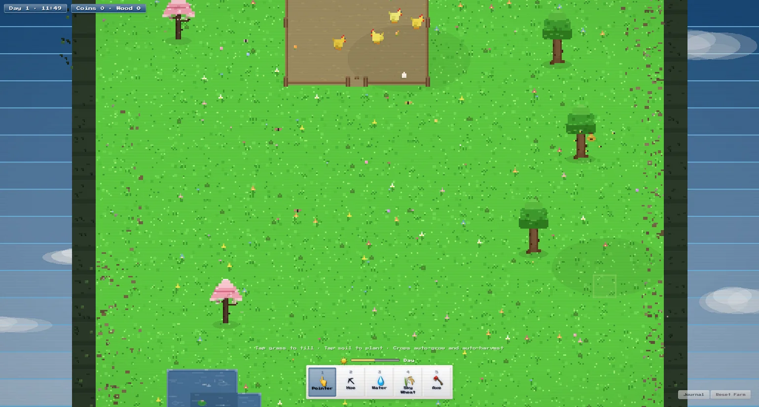 Sky Farm pixel art game screenshot